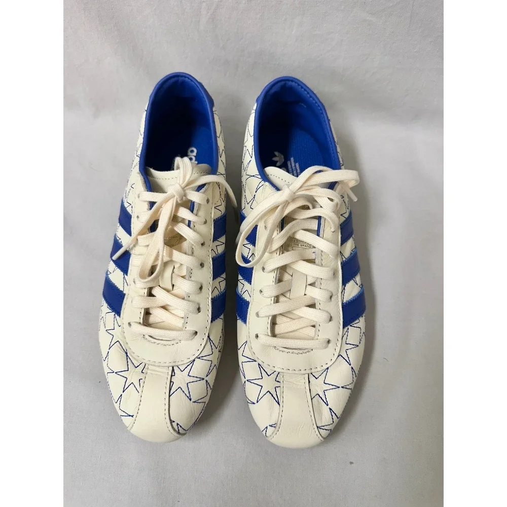 Adidas Tokyo Star Stitched Cream Blue Leather Sneakers IH6640 Womens 9.5
